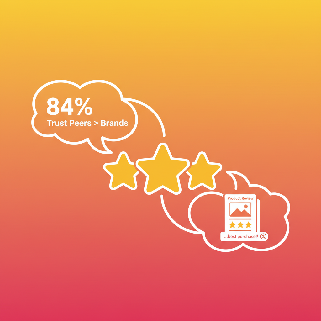 An illustration of a customer leaving a five-star review on a website.